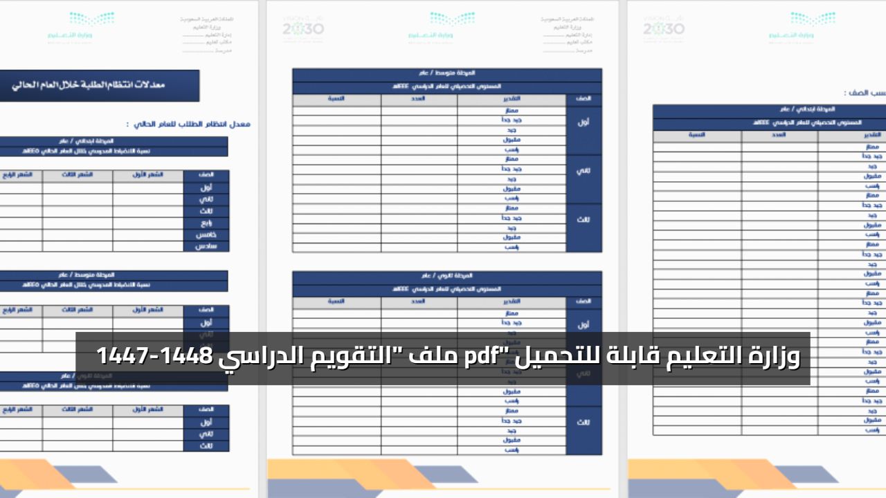 "التقويم الدراسي 1448-1447 pdf" وزارة التعليم ملف قابلة للتحميل والشرح الكامل لمواعيد العام الجديد