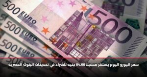 سعر اليورو اليوم يستقر مسجلاً 54.60 جنيه للشراء في تحديثات البنوك المصرية